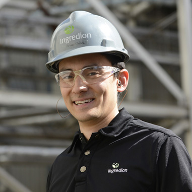 Smiling man in hard hat